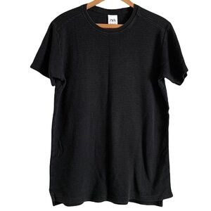 Zara 💯% Cotton Unisex Black Top Shirt Size Large